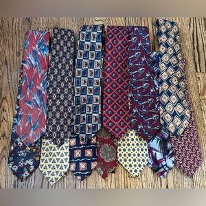 Lot of 13 Lands' End 100% Silk Ties Hand Sewn Neckties Multiple Colors / Styles